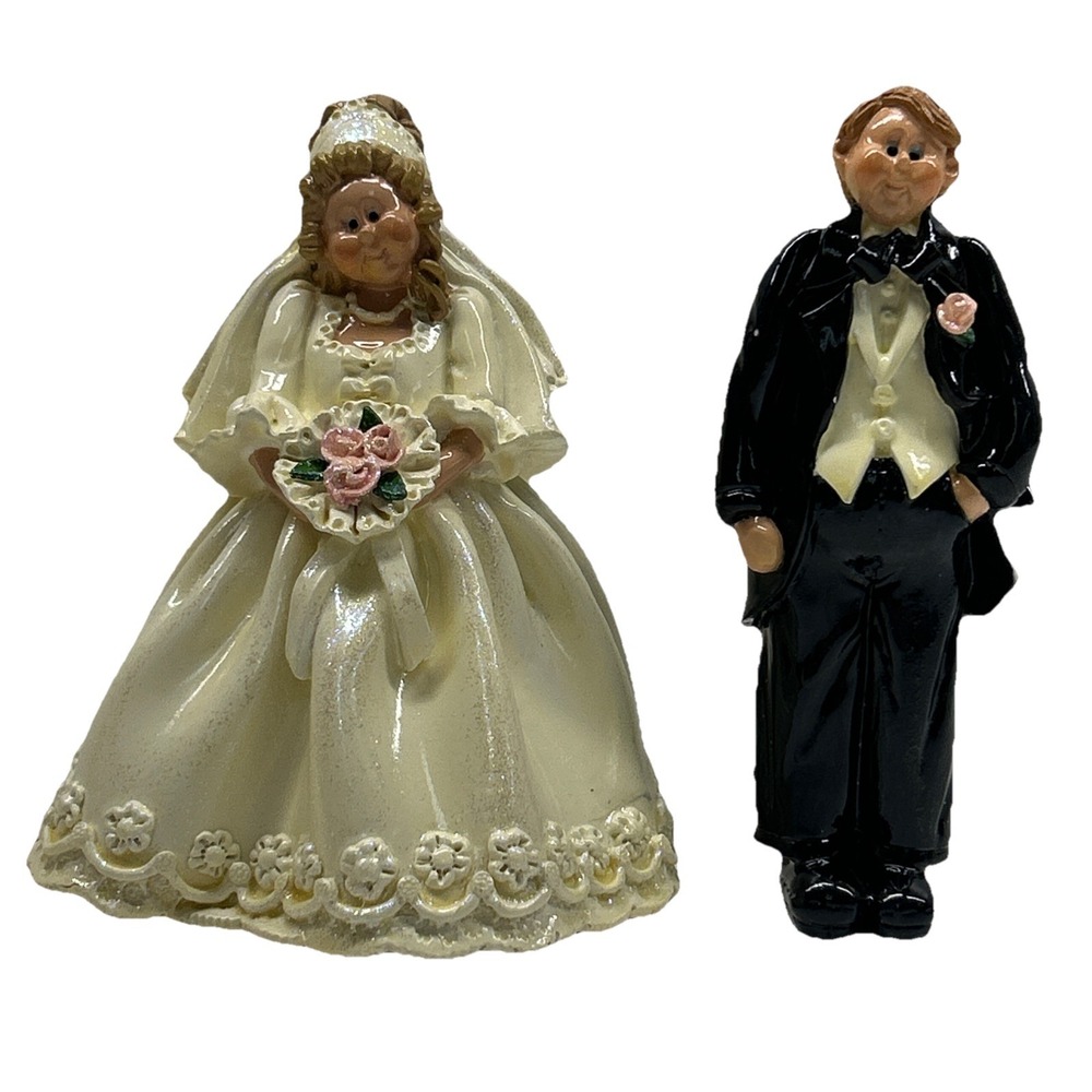 Vintage 1999 Donna Little A Little Love Bride And Groom Set Enesco